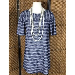 BCBG GENERATION Blue White Short Sleeve Dress Sz S